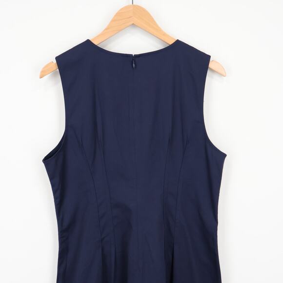 J.Crew Pintuck Midi Dress Stretch Twill Navy Blue Size 14 NWT - Picture 6 of 8